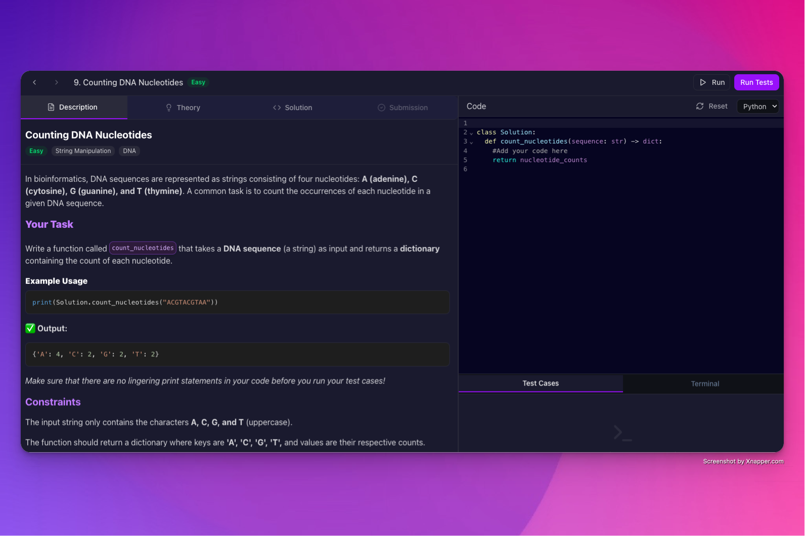 SeqSolve App Interface